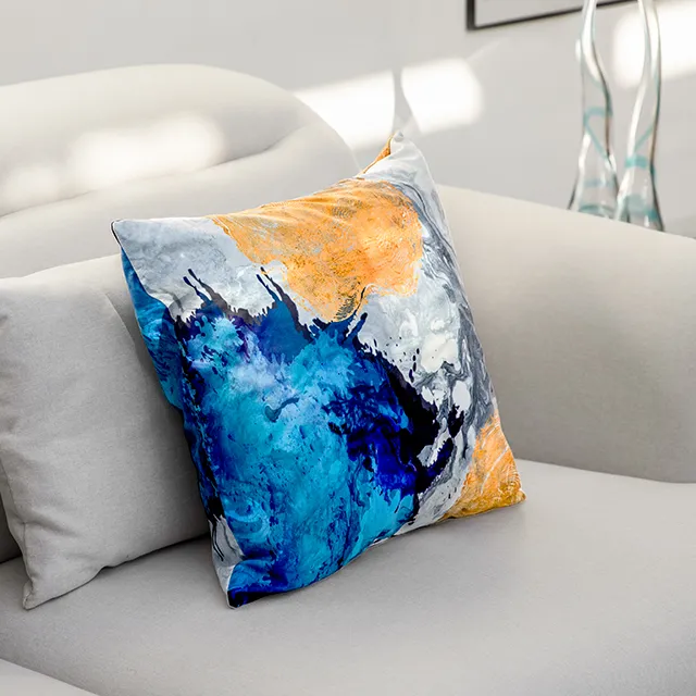 展示品　アルモニア　本革クッション　2点セット　41ｃｍ×41ｃｍ　スクエア マーブル柄 クッション｜【アルモニア公式】家具・インテリア通販