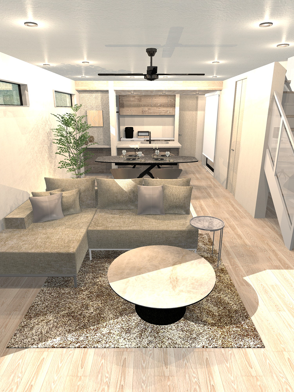 ご提案事例 – グレージュの内装×アルモニア家具