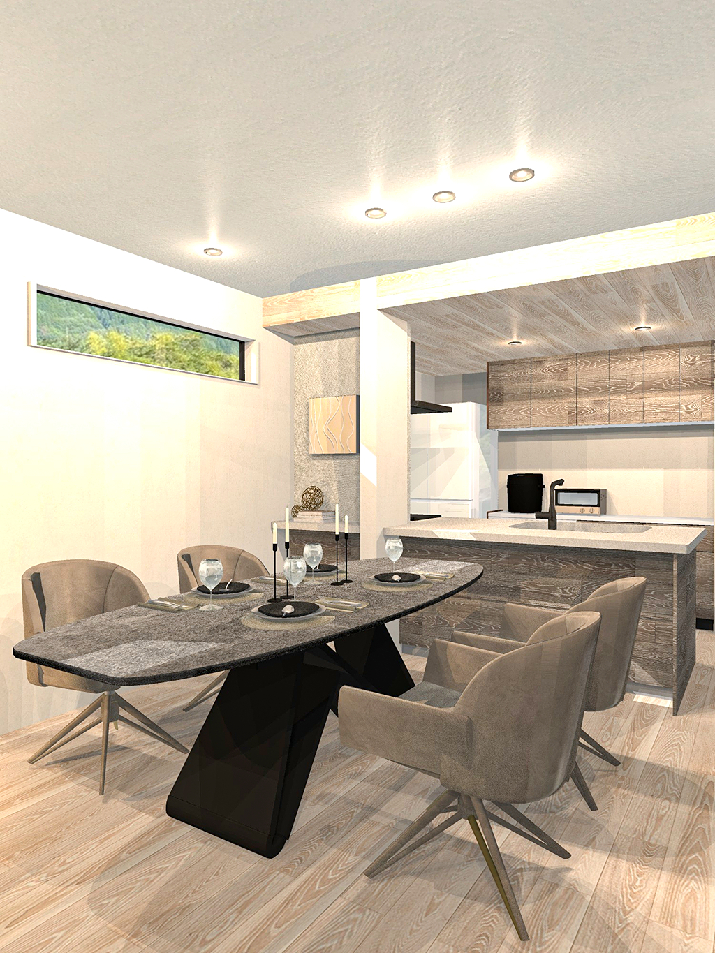 ご成約実例紹介 – グレージュ×ブラックダイニング